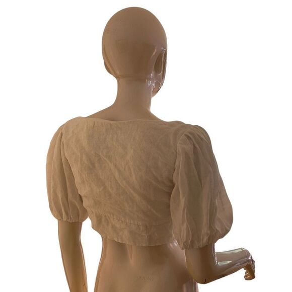 Olivaceous Cropped Pirate Puff Sleeve White Blouse - Picture 14 of 14